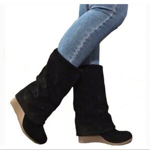 Black Suede Heeled Boots